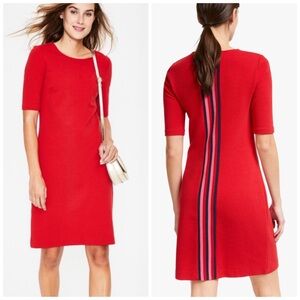 BODEN Red Jemima Ottoman Dress with Bold Stripe Back Detail Size 8
